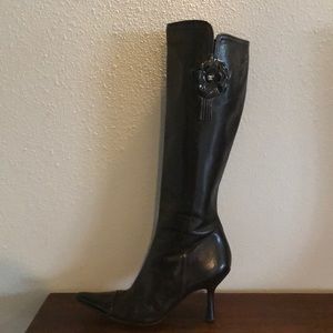 Black Leather Knee High CHANEL Boots
